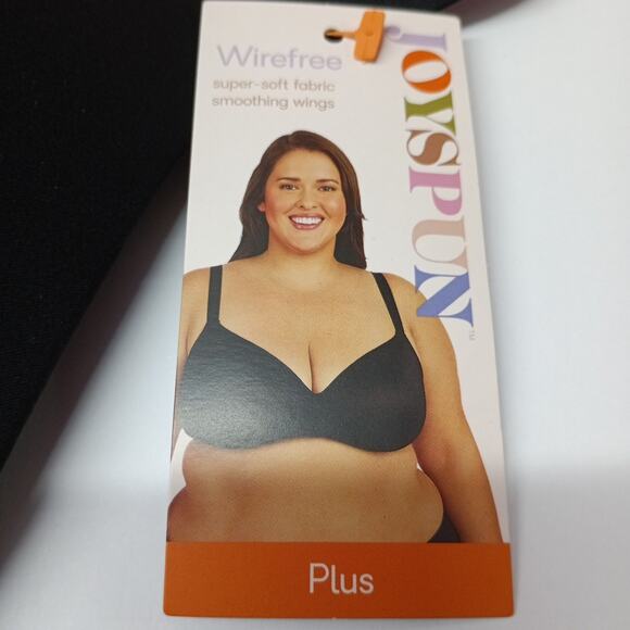 Joyspun Plus Wirefree Full Coverage Bra Women's Size 44D Black Smooth Wings - Picture 2 of 5